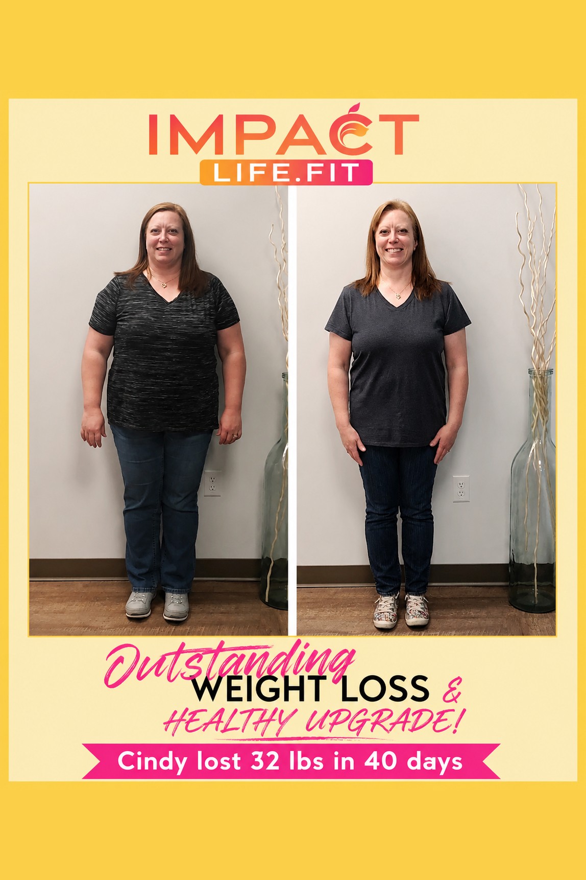 Cindy lost 32 lbs in 40 days — outstanding weight loss and healthy upgrade