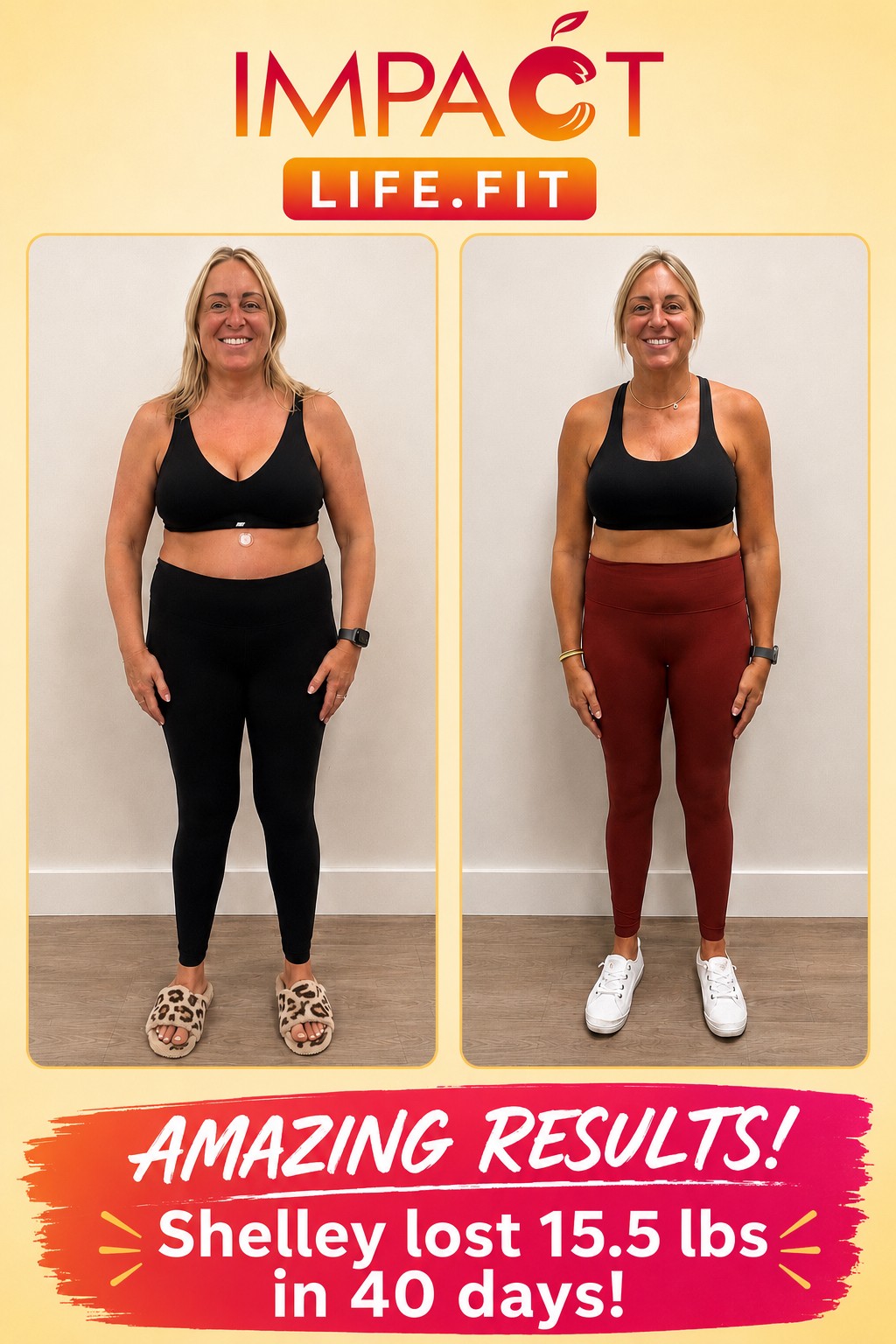 Shelley lost 15.5 lbs in 40 days — before and after